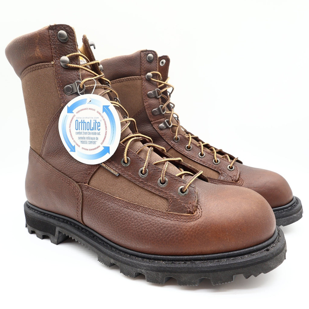 Carhartt Work Boots Mens 12 M Brown Leather Waterproof 8" Logger CML8150 NIB