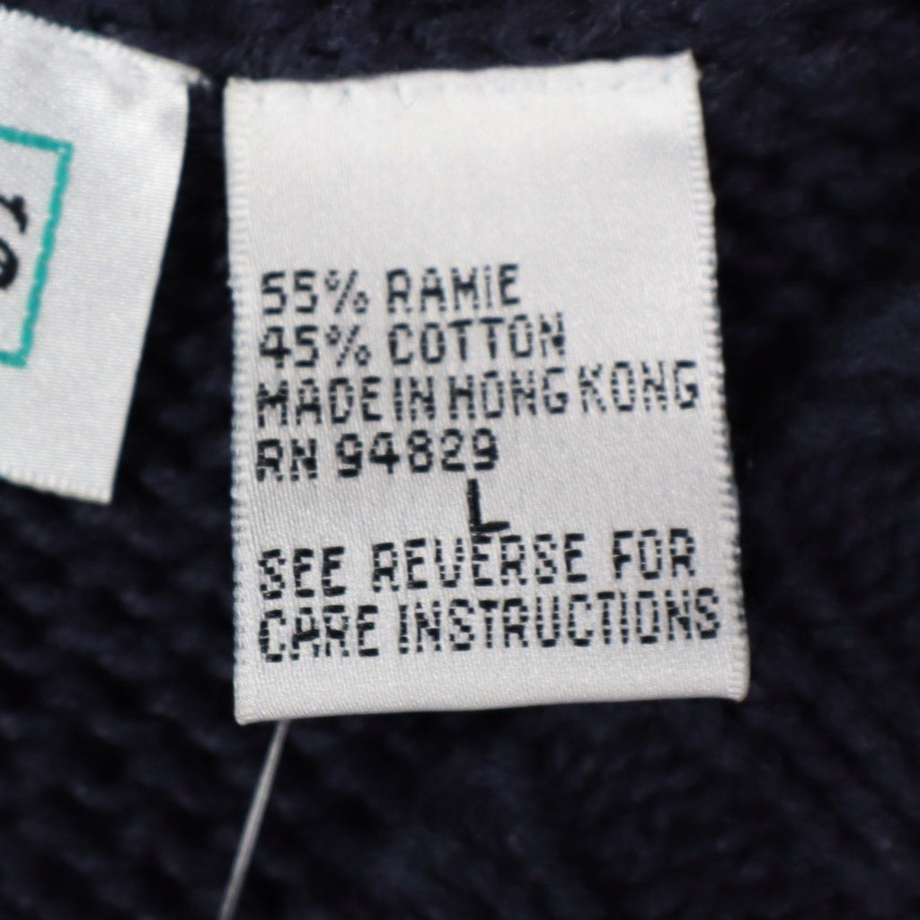 Nuggets Sweater Vest Mens Large Vintage 90s Navy Blue Striped Ramie Cotton NWT