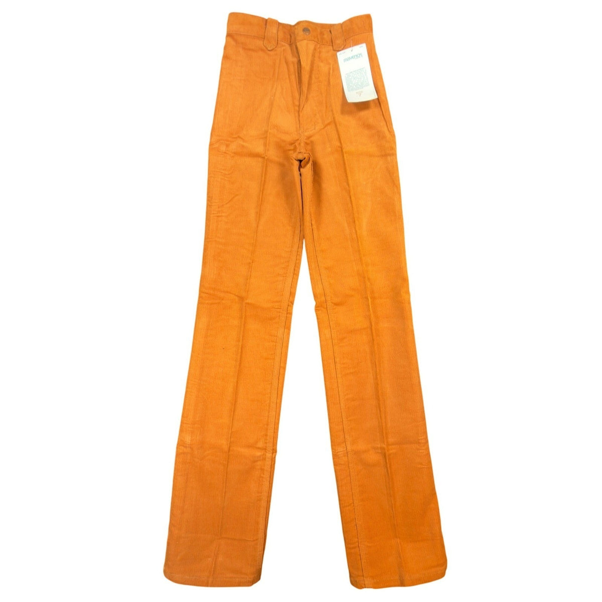 Maverick Vintage 70s Corduroy Flare Pants Juniors 7 Orange Deadstock NWT USA - take2supply