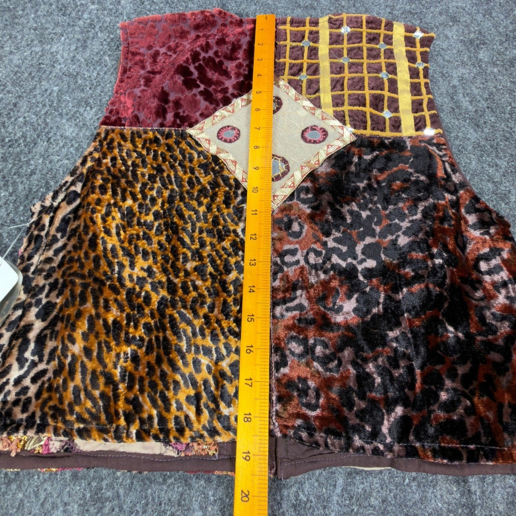 Sandy Starkman Vintage 90s Patchwork Vest Women Large Brown Velvet NWT C636 - take2supply