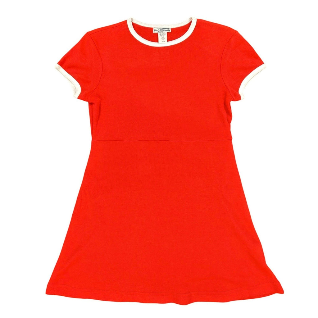 Angel Jones Vintage 70s Ringer Mini Dress Womens Medium Red Acrylic New - take2supply