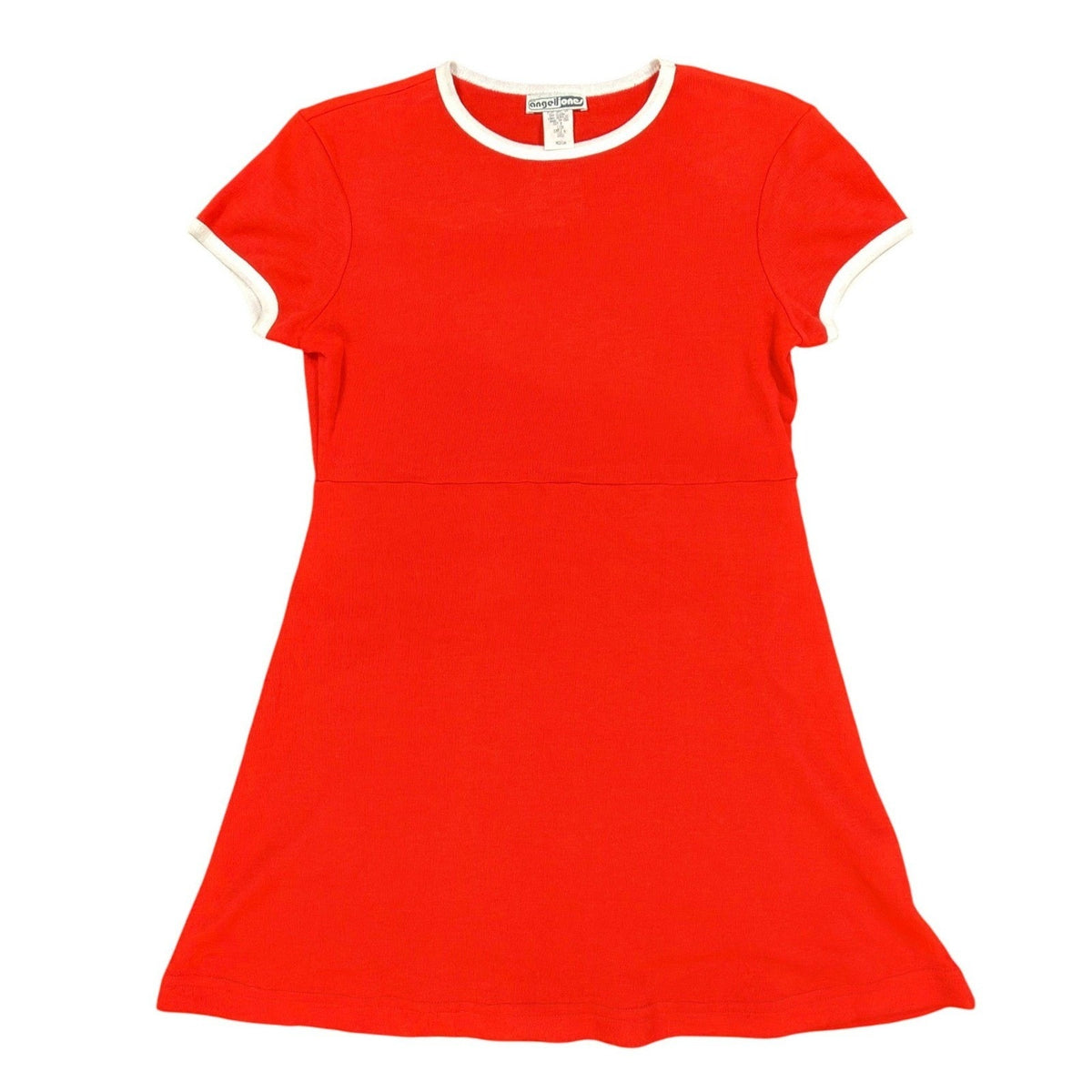 Angel Jones Vintage 70s Ringer Mini Dress Womens Medium Red Acrylic New - take2supply