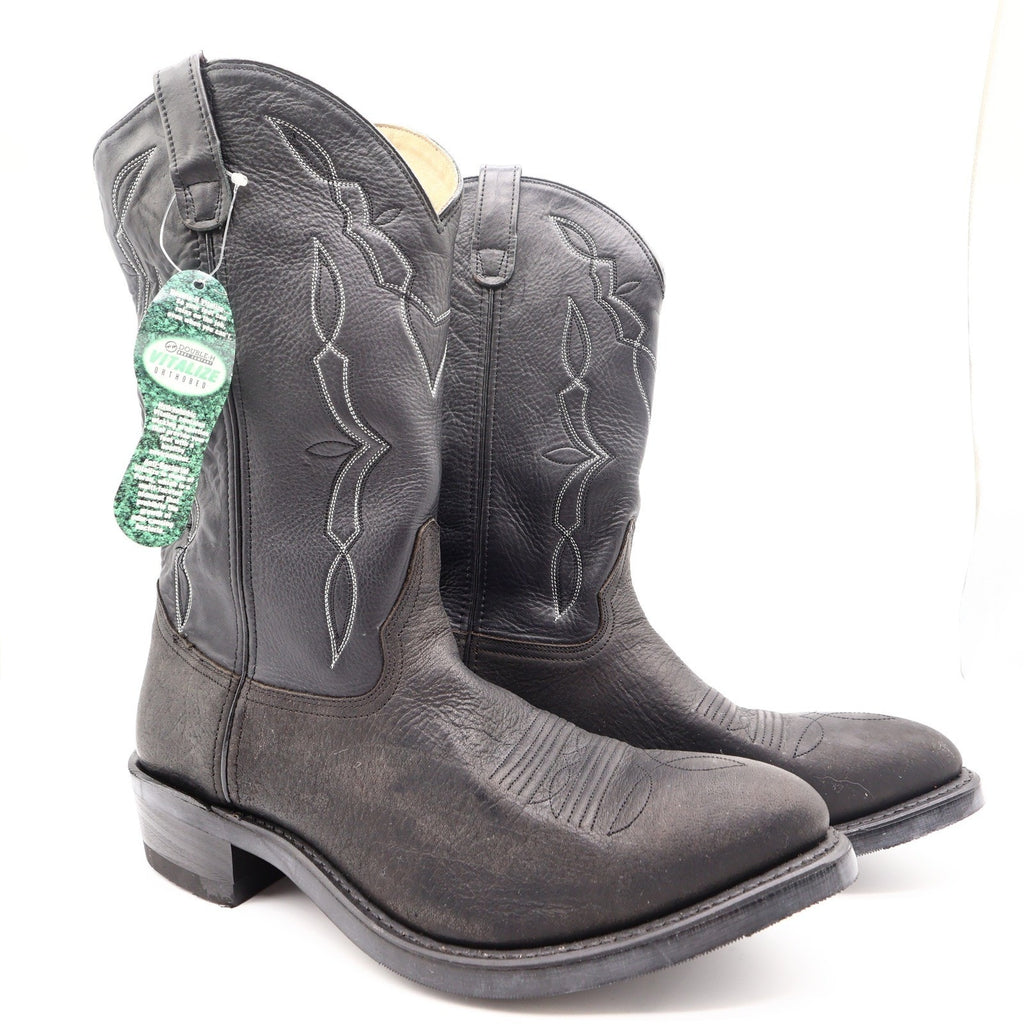 Double-H Western Cowboy Boots Mens 12EE Black Leather NWT Made in USA 3294
