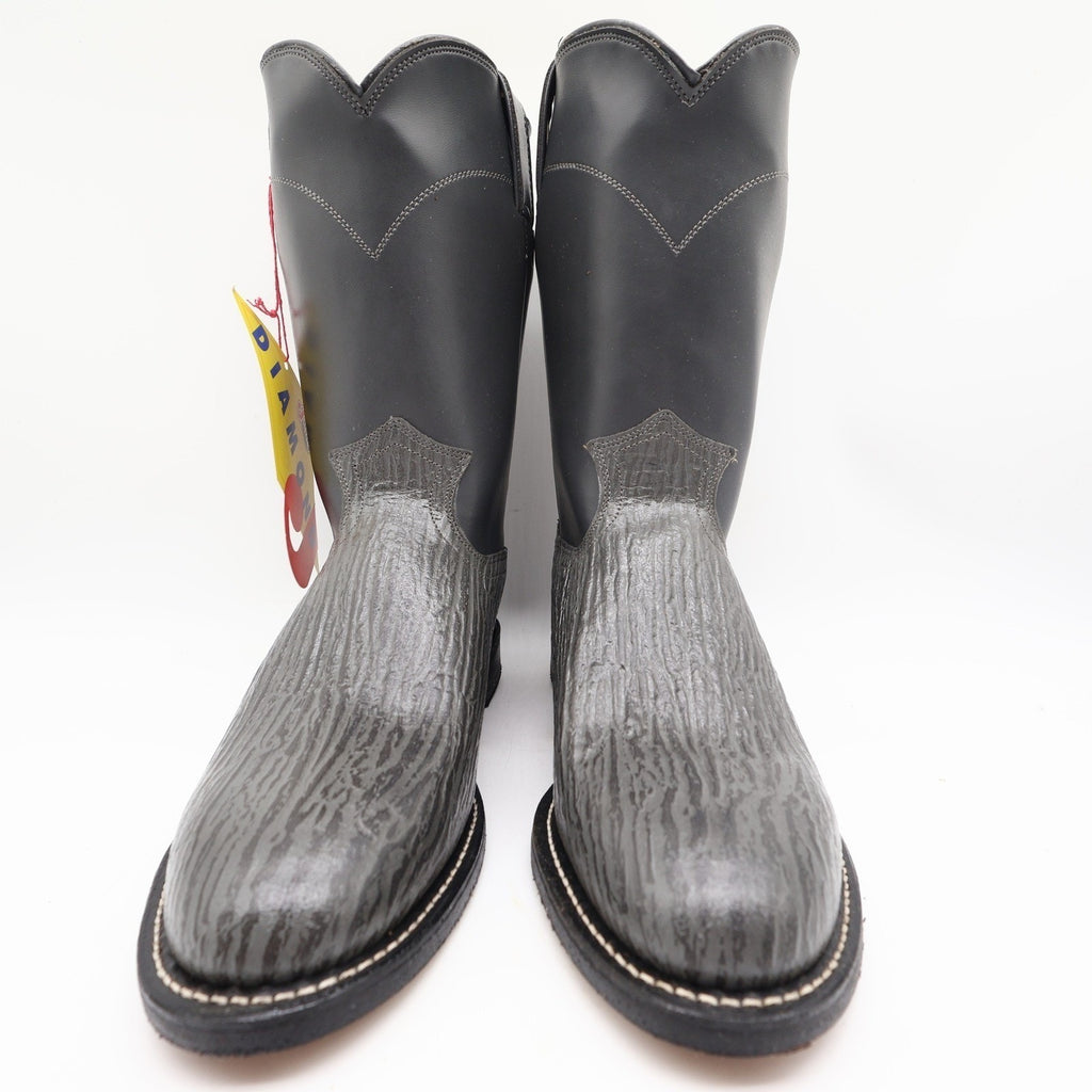 Justin Diamond J Cowboy Boots Mens 8.5 D Grey Shark Print Leather NWT