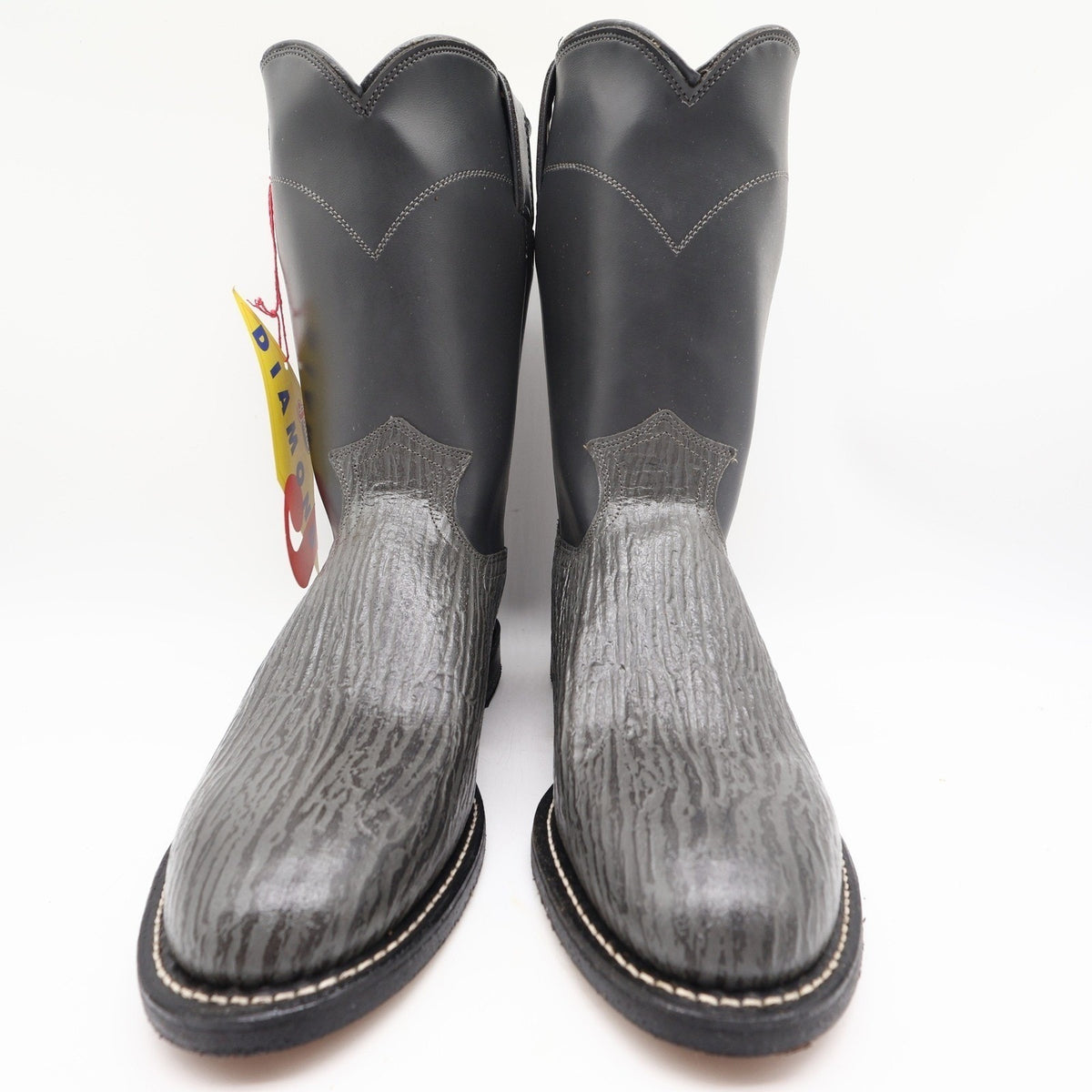 Justin Diamond J Cowboy Boots Mens 8.5 D Grey Shark Print Leather NWT