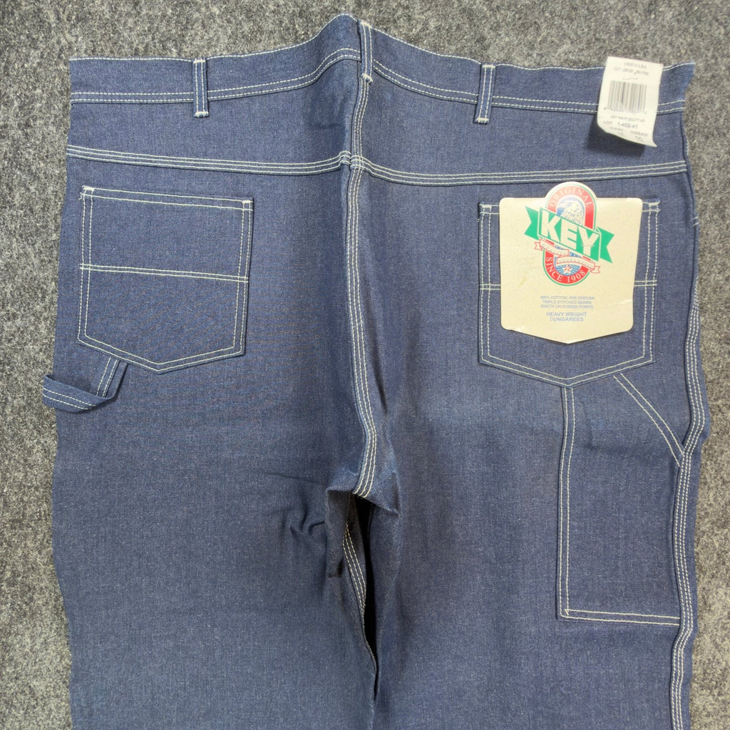 KEY Vintage 90s Dungaree Jeans Mens 46x29 USA Made Blue Denim NWT 1-402-41