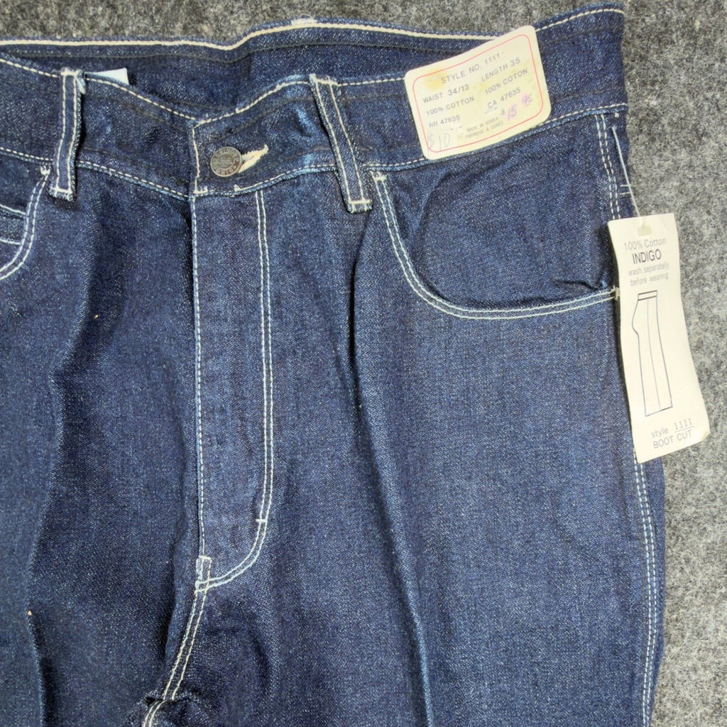 Gino Cappeli Vintage 70s Boot Cut Jeans Mens 34x35 Indigo Cotton Denim NWT - take2supply