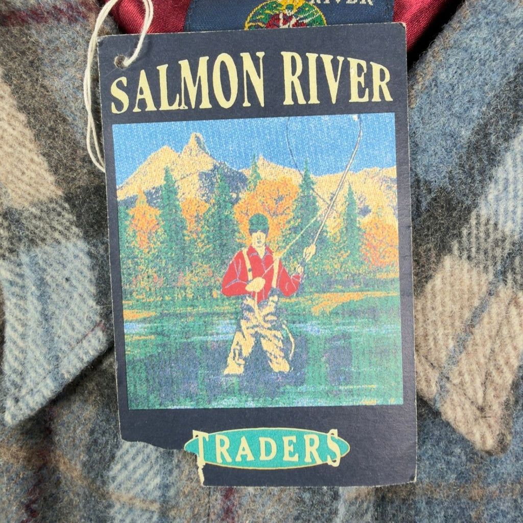 Salmon River Traders Vintage Plaid Flannel Shirt Mens XL Blue Wool Blend NWT