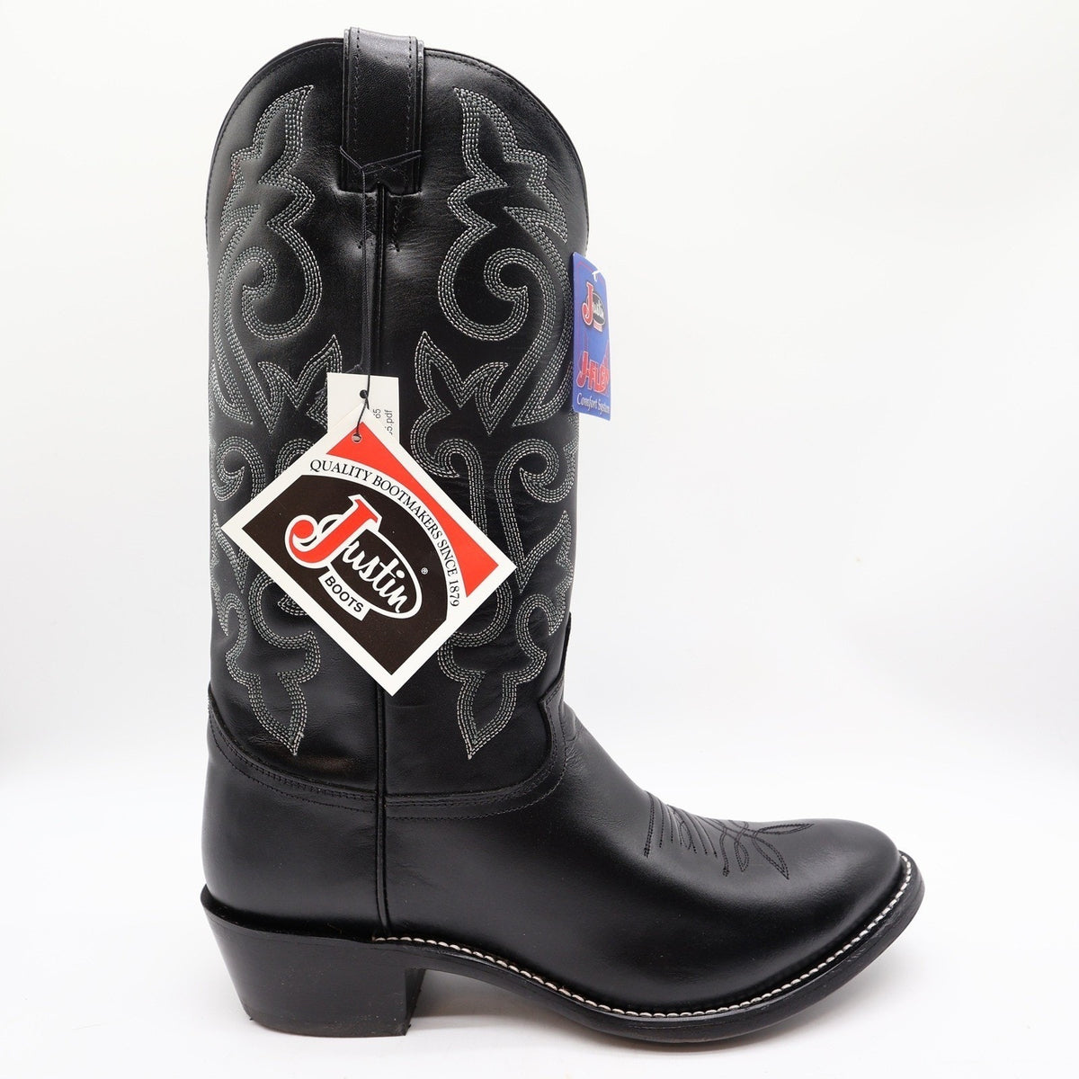 Justin Boots 1409 Mens 10 EE Black London Calf Leather Western Cowboy Boots NIB