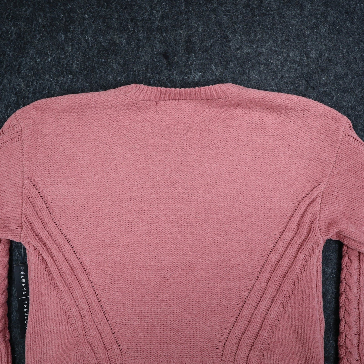 Absolutely Famous Chenille Cable Knit Sweater Womens XL Pink Scalloped Hem NEW