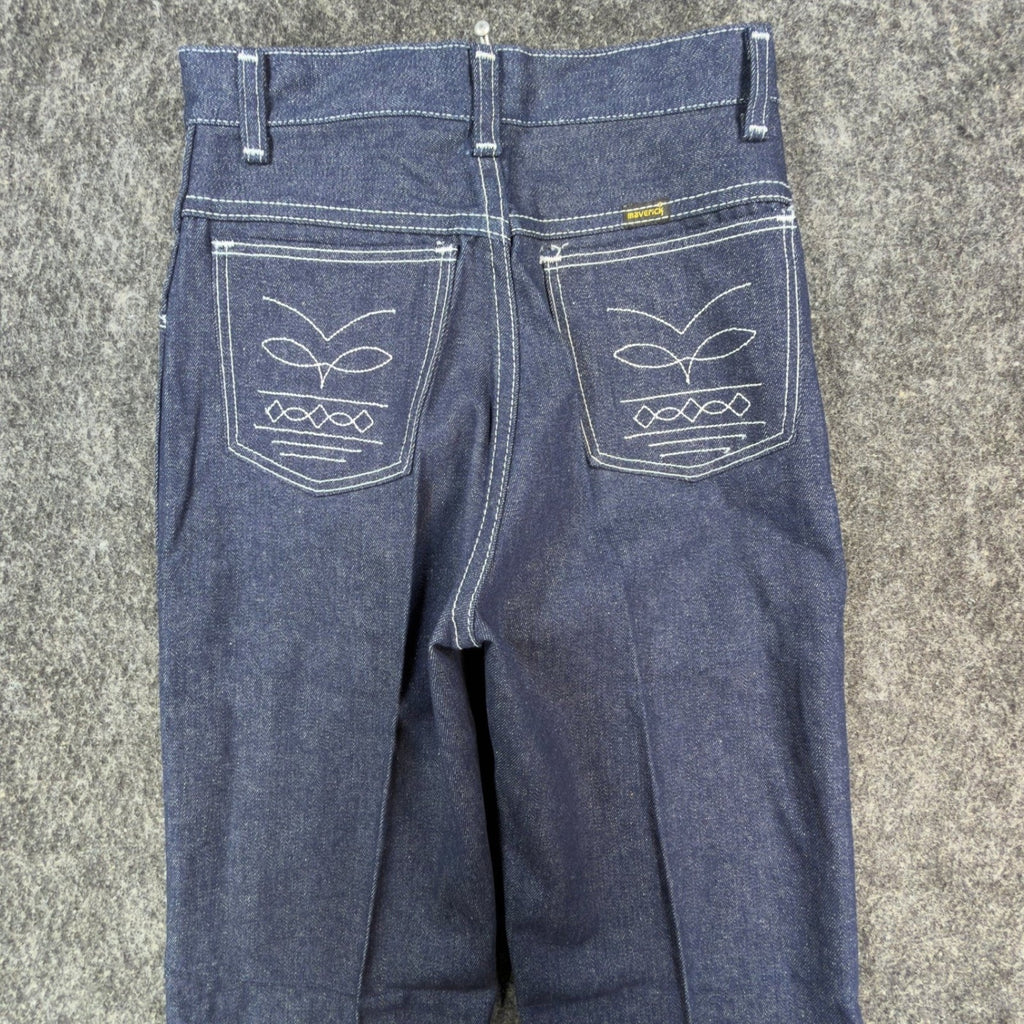 Maverick Vintage 70s Jeans Youth 16 Blue Dark Wash Flare Slim Deadstock