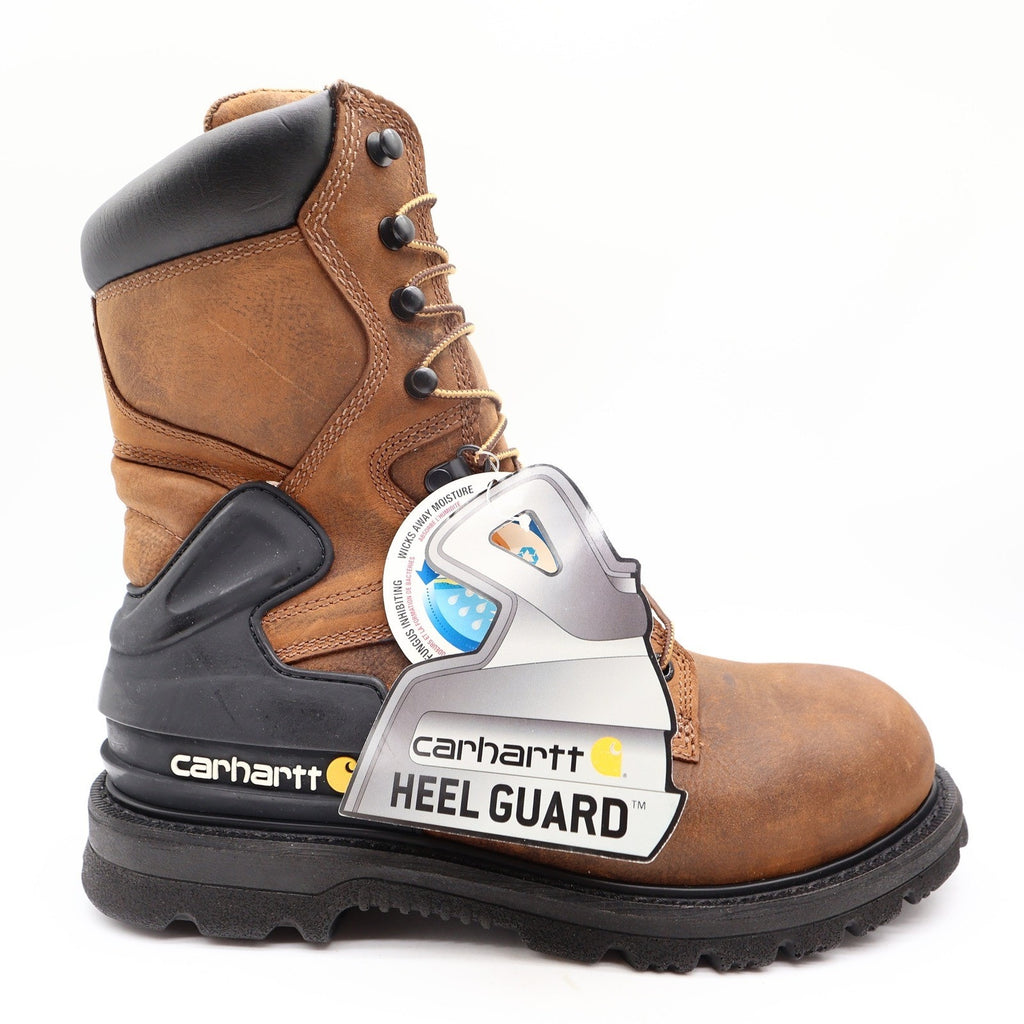 Carhartt Work Boots Mens 10 W Brown Leather Waterproof 8" Lace Up CMW8100 NIB