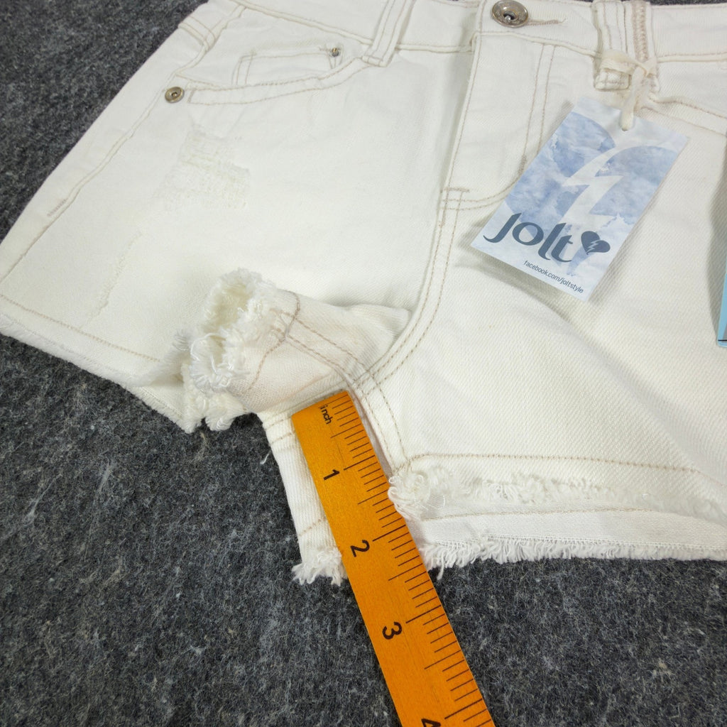 Jolt Y2K Skyrise High Waisted Denim Shorts Juniors 3 White Cotton NWT