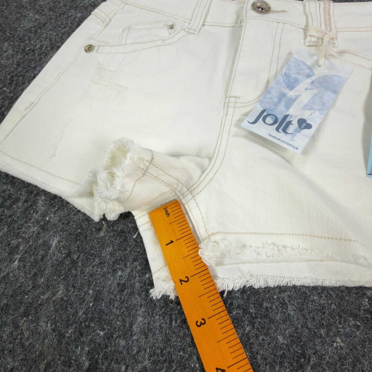 Jolt Y2K Skyrise High Waisted Denim Shorts Juniors 3 White Cotton NWT