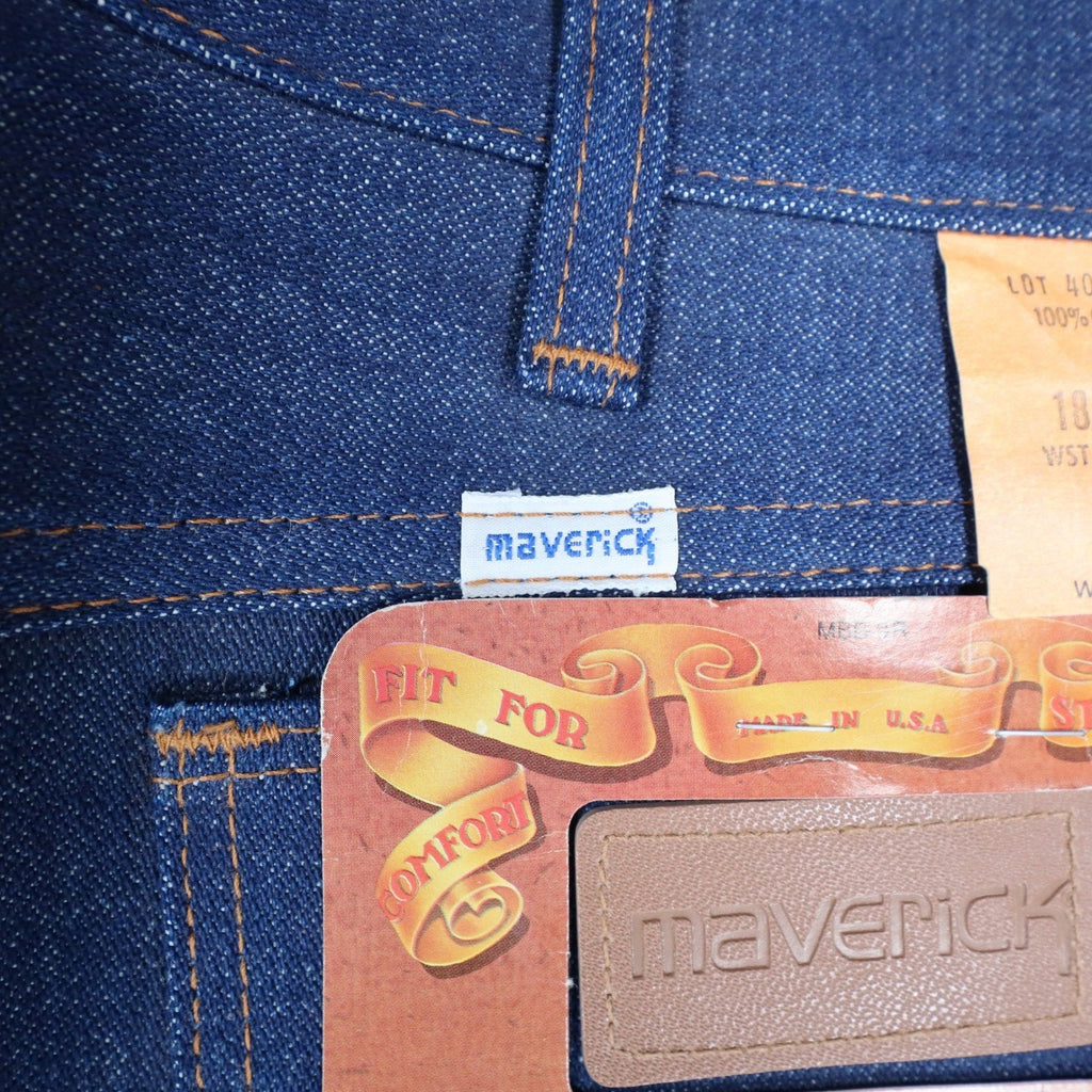 Maverick Western Boot Jean Boys Husky 18 W34 L30 Vintage USA Indigo Denim NOS