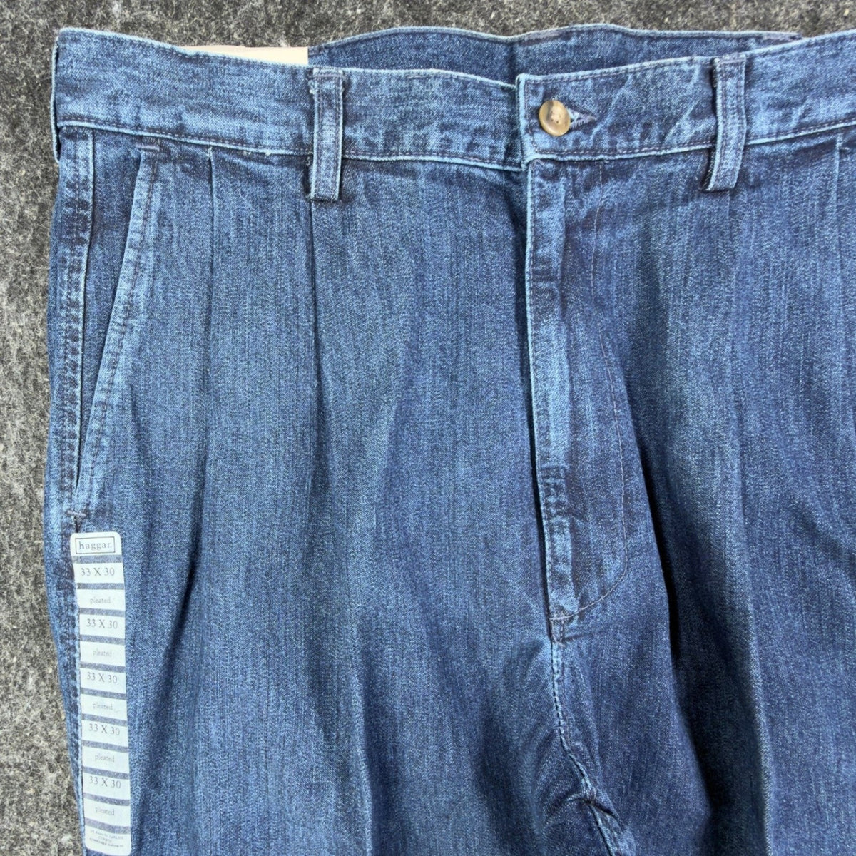 Haggar Y2K BL2K Denim Pants Mens 33x30 Blue Cotton Pleated New With Tags