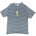 Ferruche Shirt Mens XL Henley Striped Short Sleeve Towel Terry Knit Blue NWT