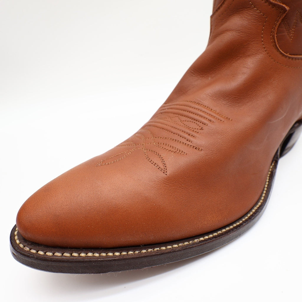 Justin Cowboy Boots Mens 12 D Cognac Ranch Calf Leather Western Deadstock 1026