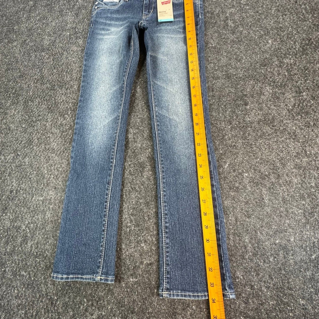 Levi's Skinny Jeans Girls 10 Blue Denim Stretch Adjustable Waist Ramie NWT