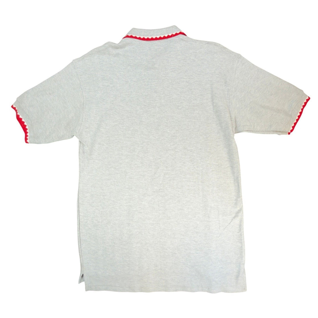 Cotton Deluxe Casuals Polo Shirt Mens Large Vtg 90s Gray Cotton Zigzag Trim