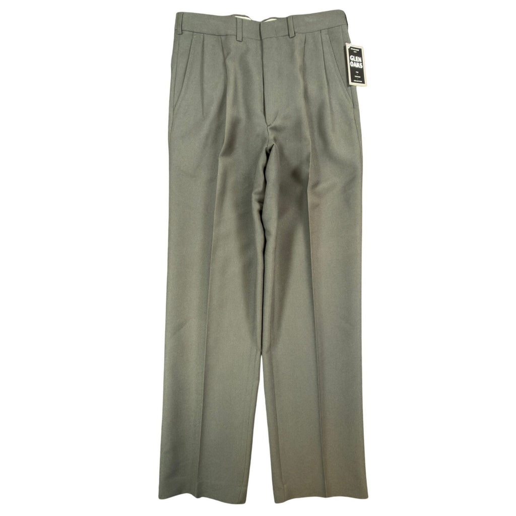 Glen Oaks Vintage 90s Dress Pants Mens 32x32 Olive Pleated Wool Blend NWT
