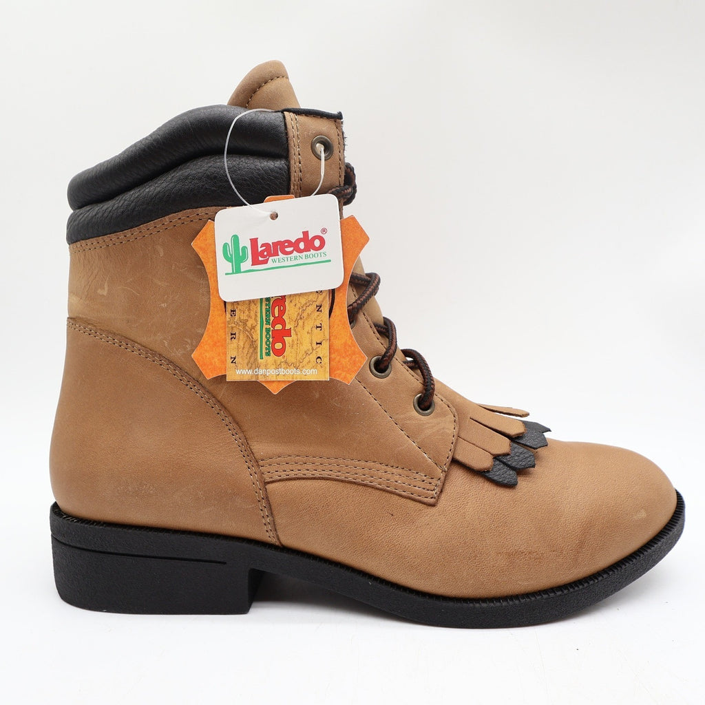 Laredo 551 Kiltie Lace-Up Western Boots Women's 9 Tan Leather NWT Deadstock