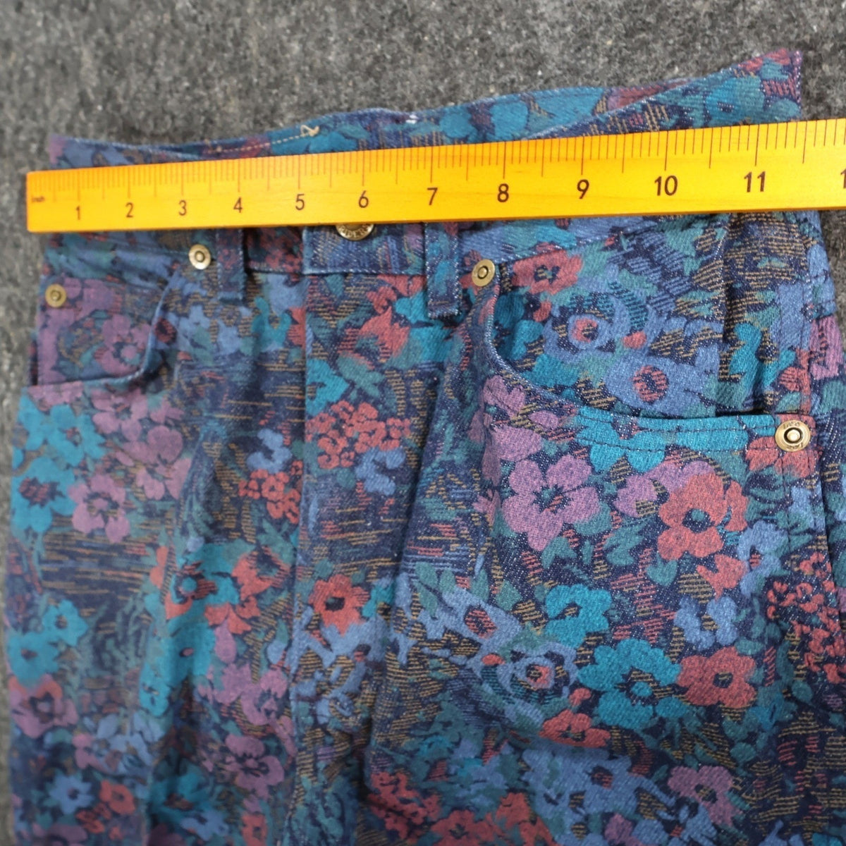 Lee Vintage 90s Floral Jeans Girls 14 Slim Blue USA Made NOS NWT 24.5 Waist - take2supply