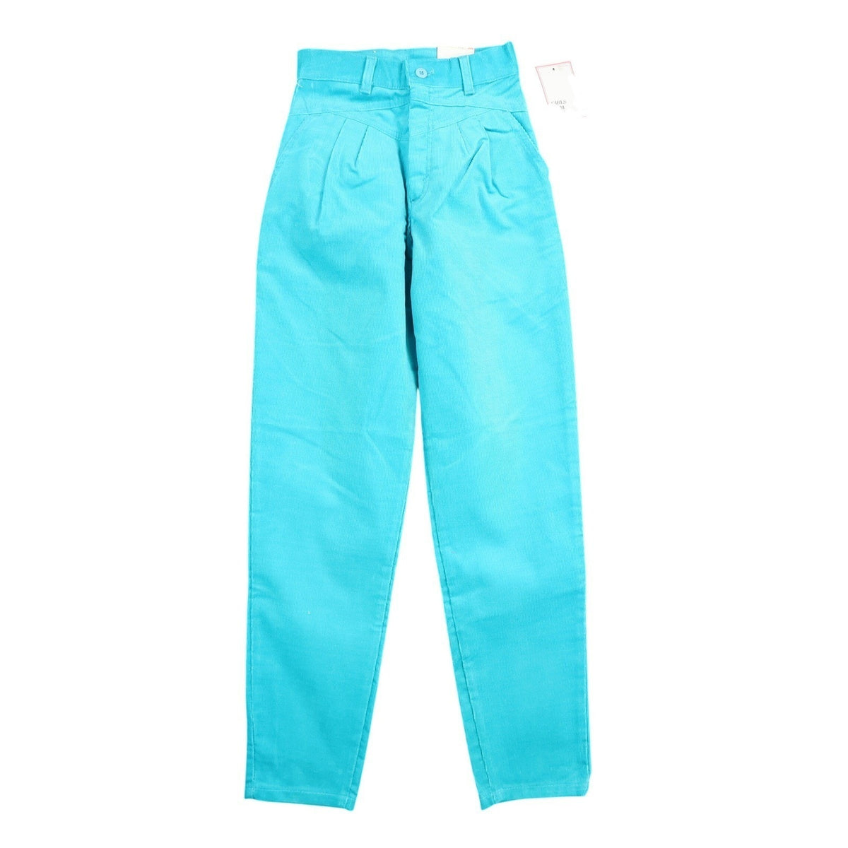 Levi's Vintage 80s Corduroy Pants Girls 14 Slim Teal Blue USA Made NOS NWT - take2supply