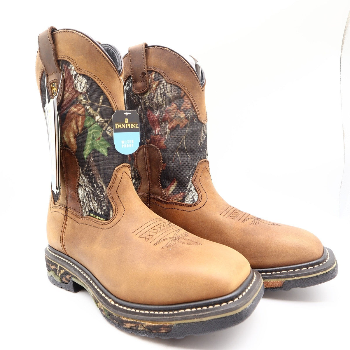 Dan Post Camo Waterproof Western Work Boots Men 9 D Brown Leather NWT Box