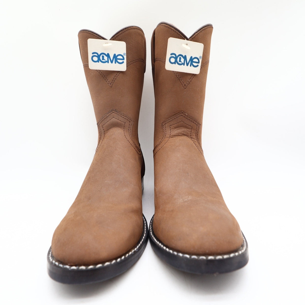 Acme Vintage 80s Distressed Leather Roper Cowboy Boots Men 6 D Box NOS
