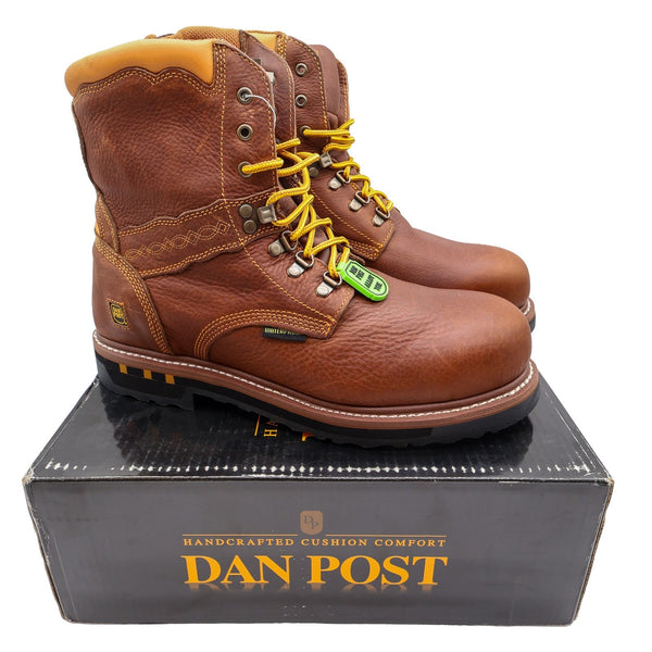 Dan Post Mens 13 D Brown Leather Waterproof Work Boots Alloy Toe DP68484 NWB
