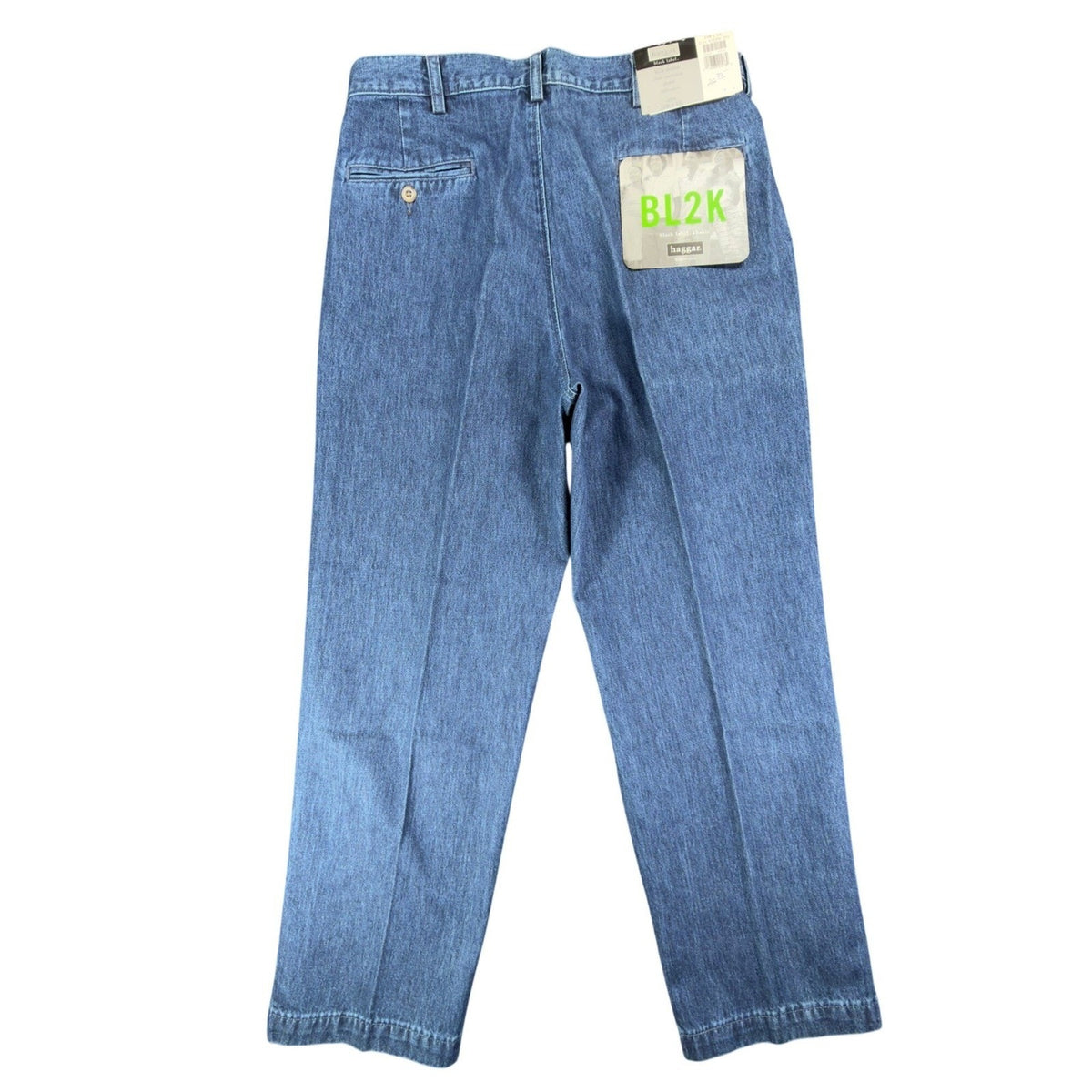 Haggar Y2K BL2K Denim Pants Mens 33x30 Blue Cotton Pleated New With Tags