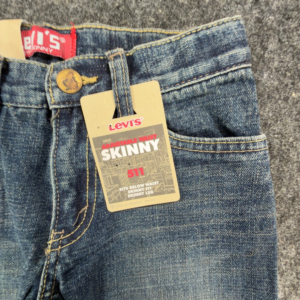 Levi's 511 Skinny Jeans Boys 7X Blue Denim NWT Modern Adjustable Waist C341