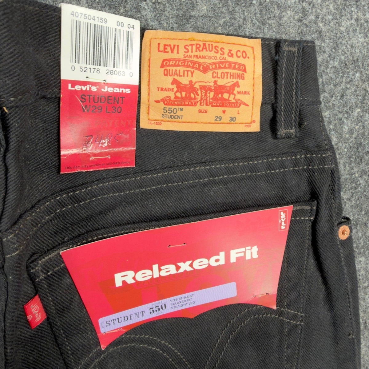 Levi's Y2K 550 Relaxed Fit Jeans Boys 29x30 Black Cotton Deadstock NWT