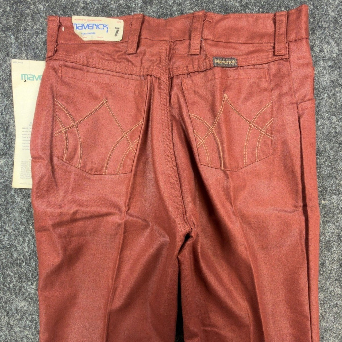 Maverick 70s Vintage Flare Pants Juniors 7 Rust Red Polyester Deadstock NWT