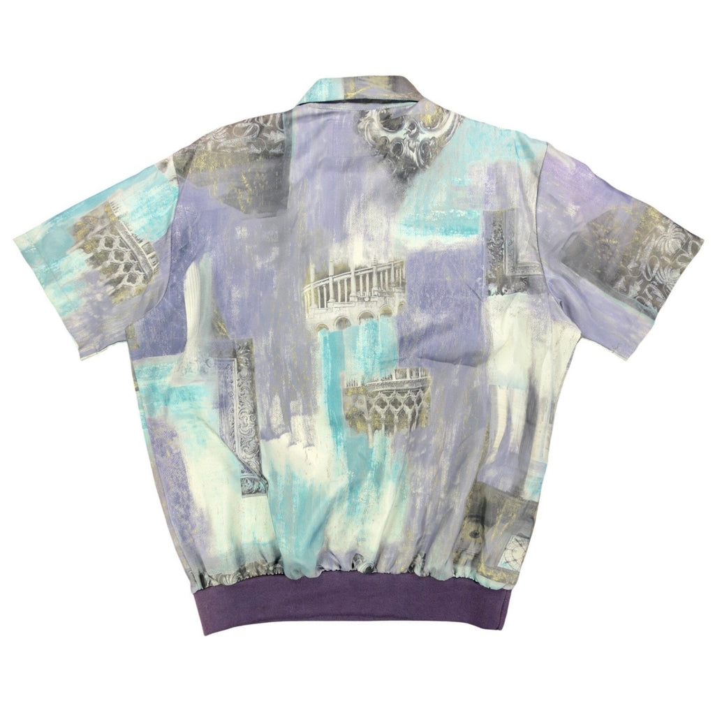 Vintage 90s Fulton Street Shirt Works Purple Abstract Print Shirt Men's Medium USA