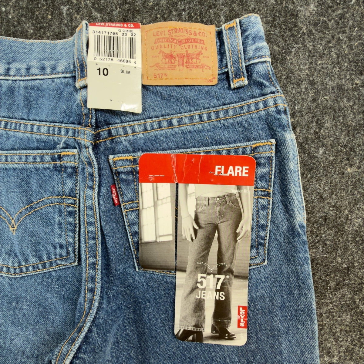 Levi's 517 Flare Jeans Girls 10 Slim Blue Cotton Slim Fit Vintage Y2K New - take2supply