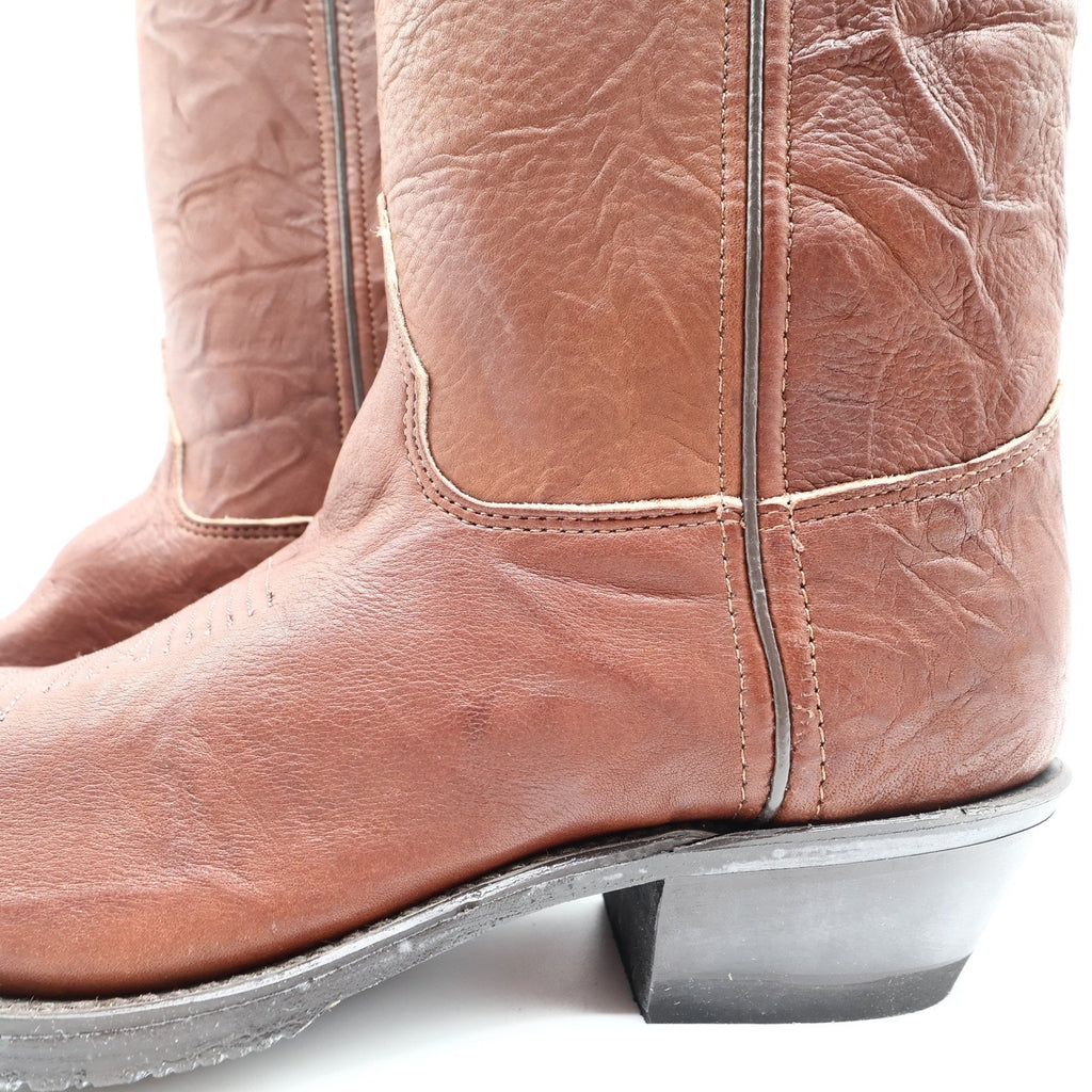 Double-H Vintage 80s Western Boots Mens 9 D Brown Leather Cowboy 5510 USA NIB
