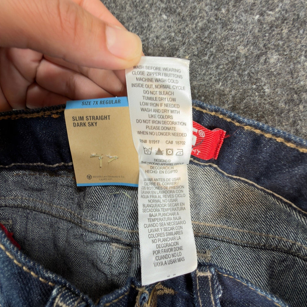 Levi's Modern 514 Slim Straight Jeans Boys 7X Regular Dark Sky Blue Denim NWT