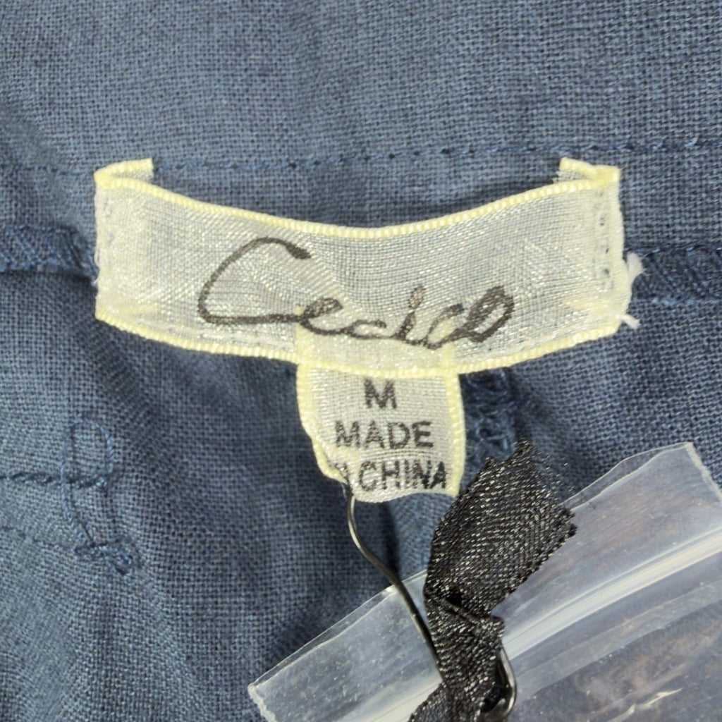 Cecico Modern Paperbag Shorts Womens M Blue Linen Cotton NWT