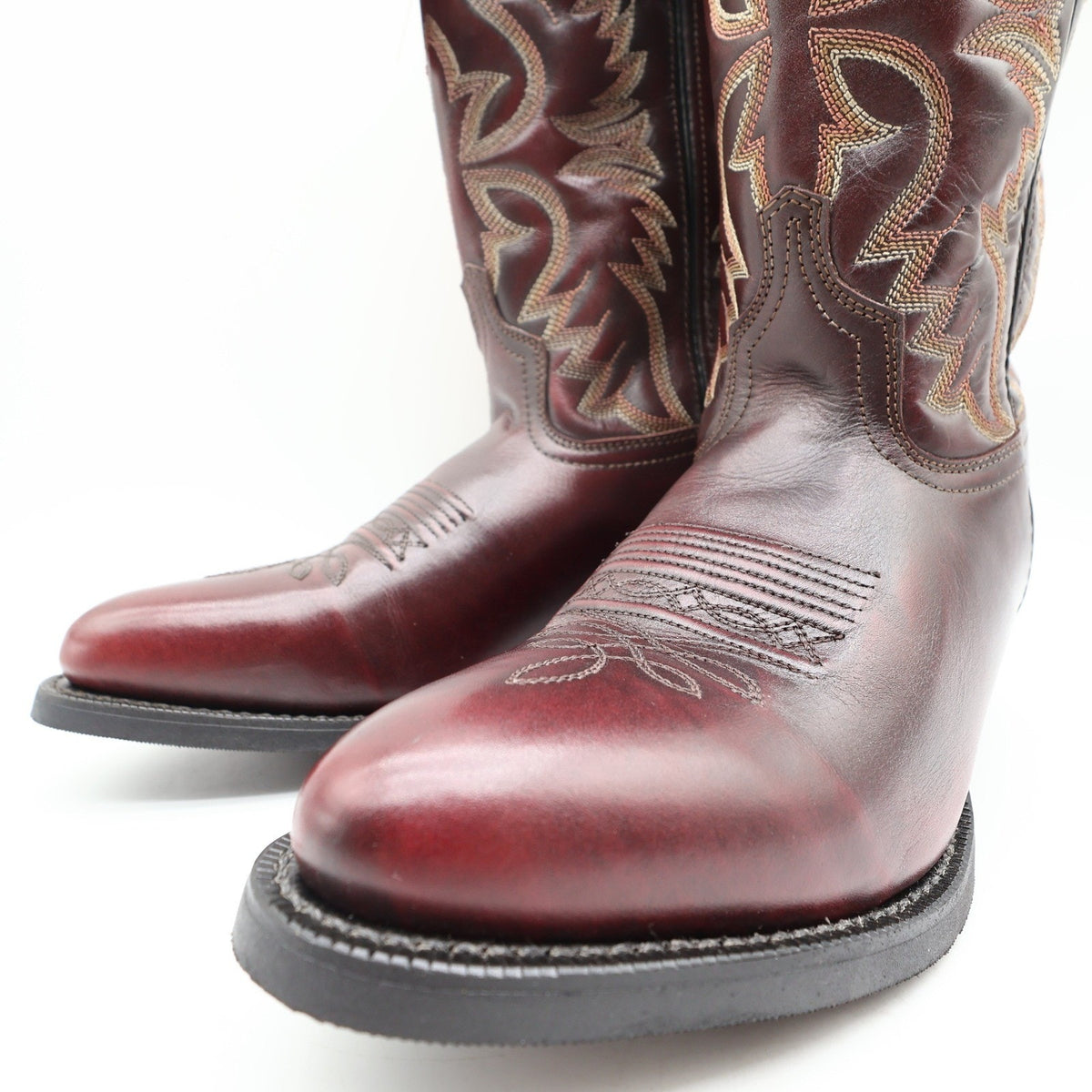 Laredo 68458 Black Cherry Leather R Toe Cowboy Boots Men's 8.5D NWT