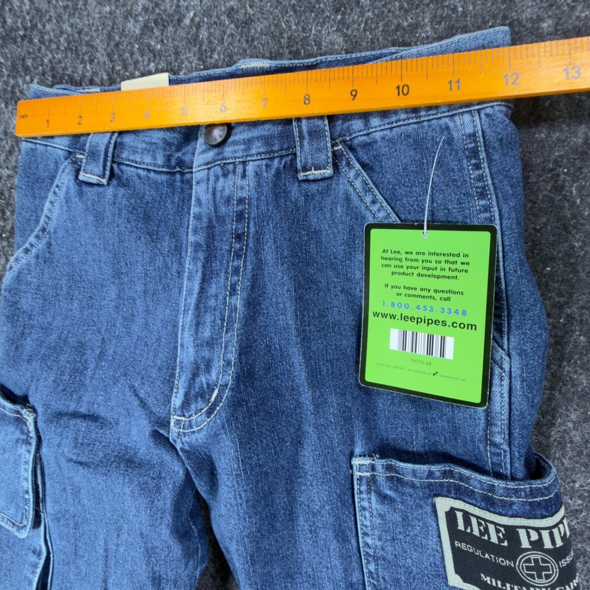 Lee Pipes 90s Cargo Denim Shorts Boys 8R Blue Cotton NWT Vintage Deadstock