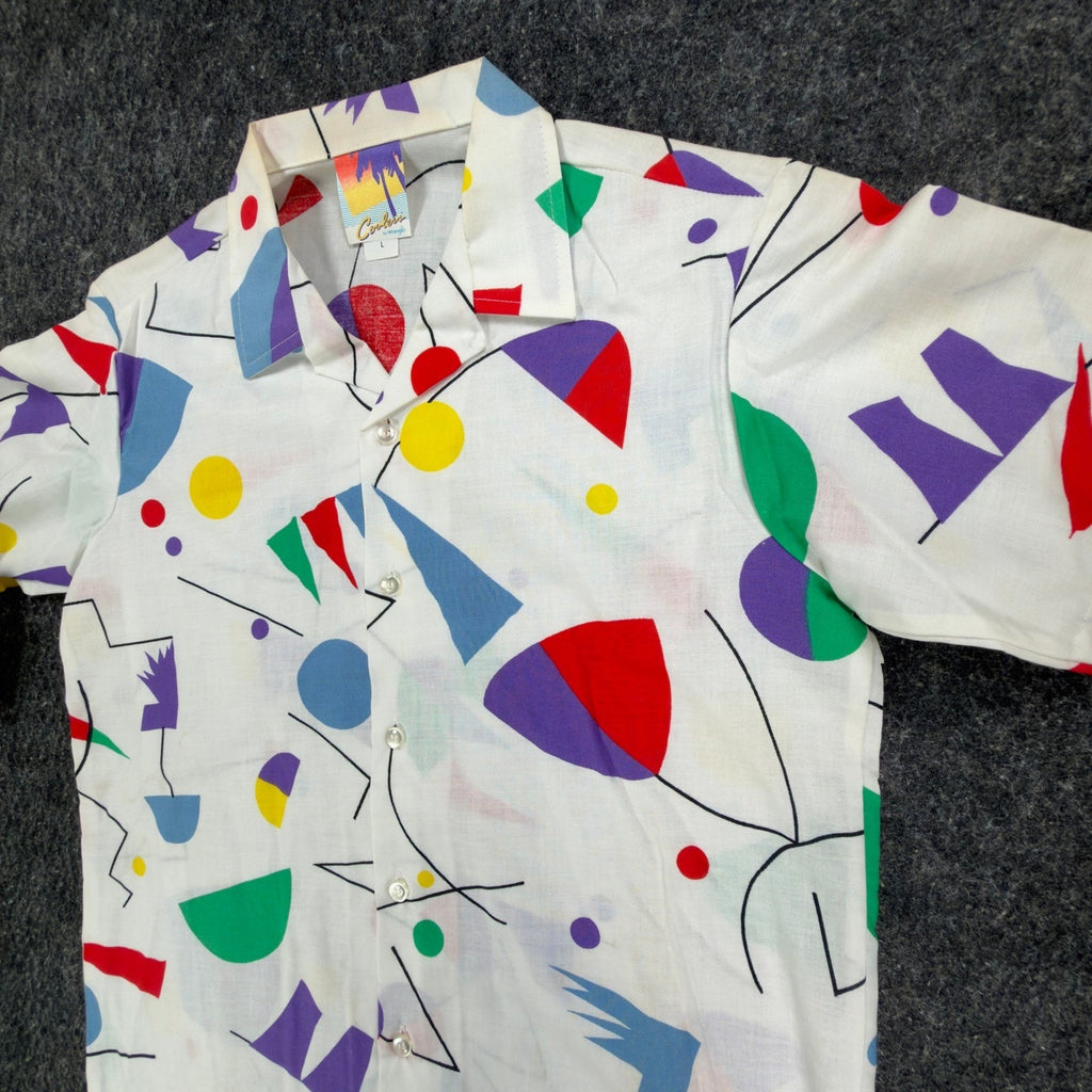 Wrangler Vintage 90s Geometric Shirt Boys Large White Cotton NWT - take2supply