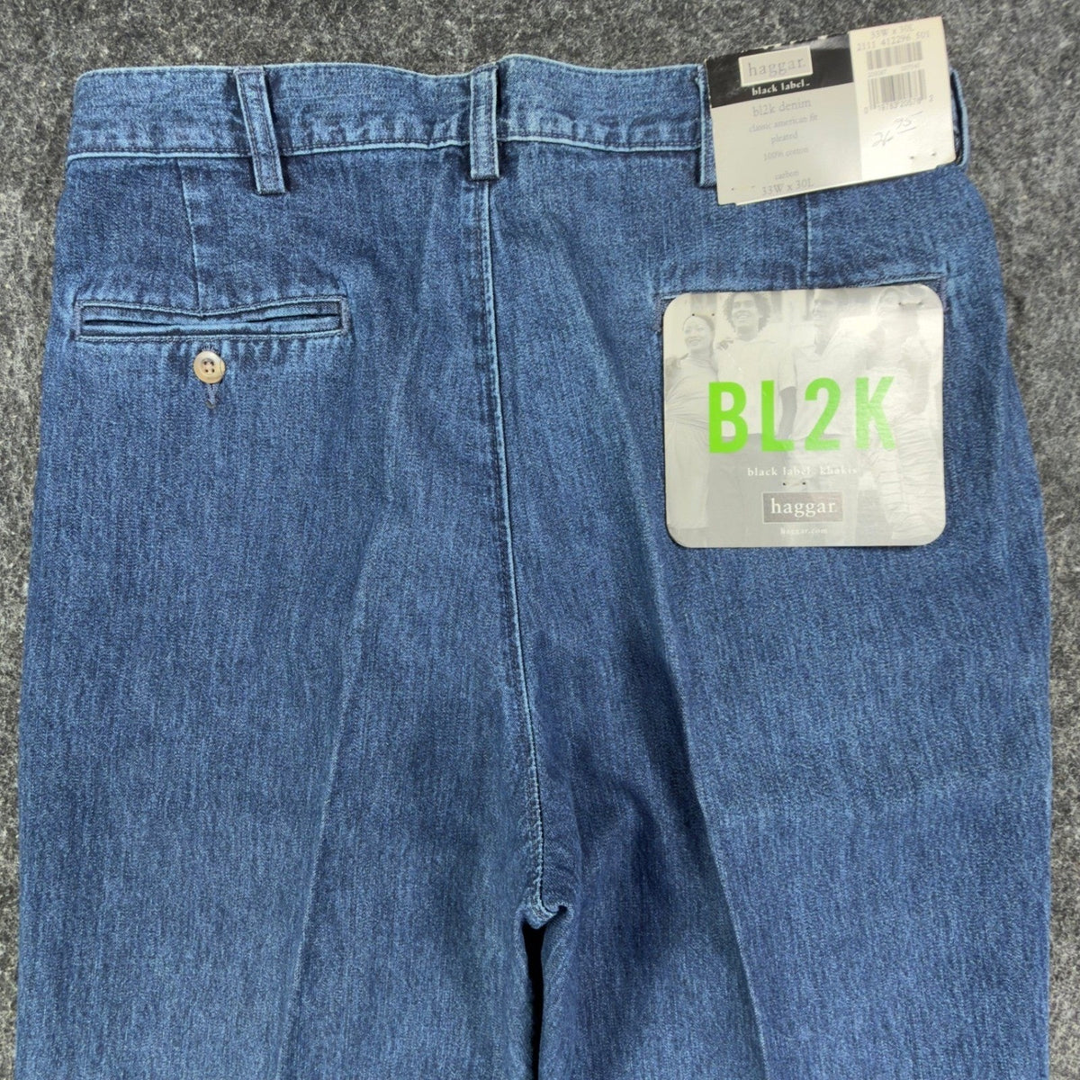 Haggar Y2K BL2K Denim Pants Mens 33x30 Blue Cotton Pleated New With Tags