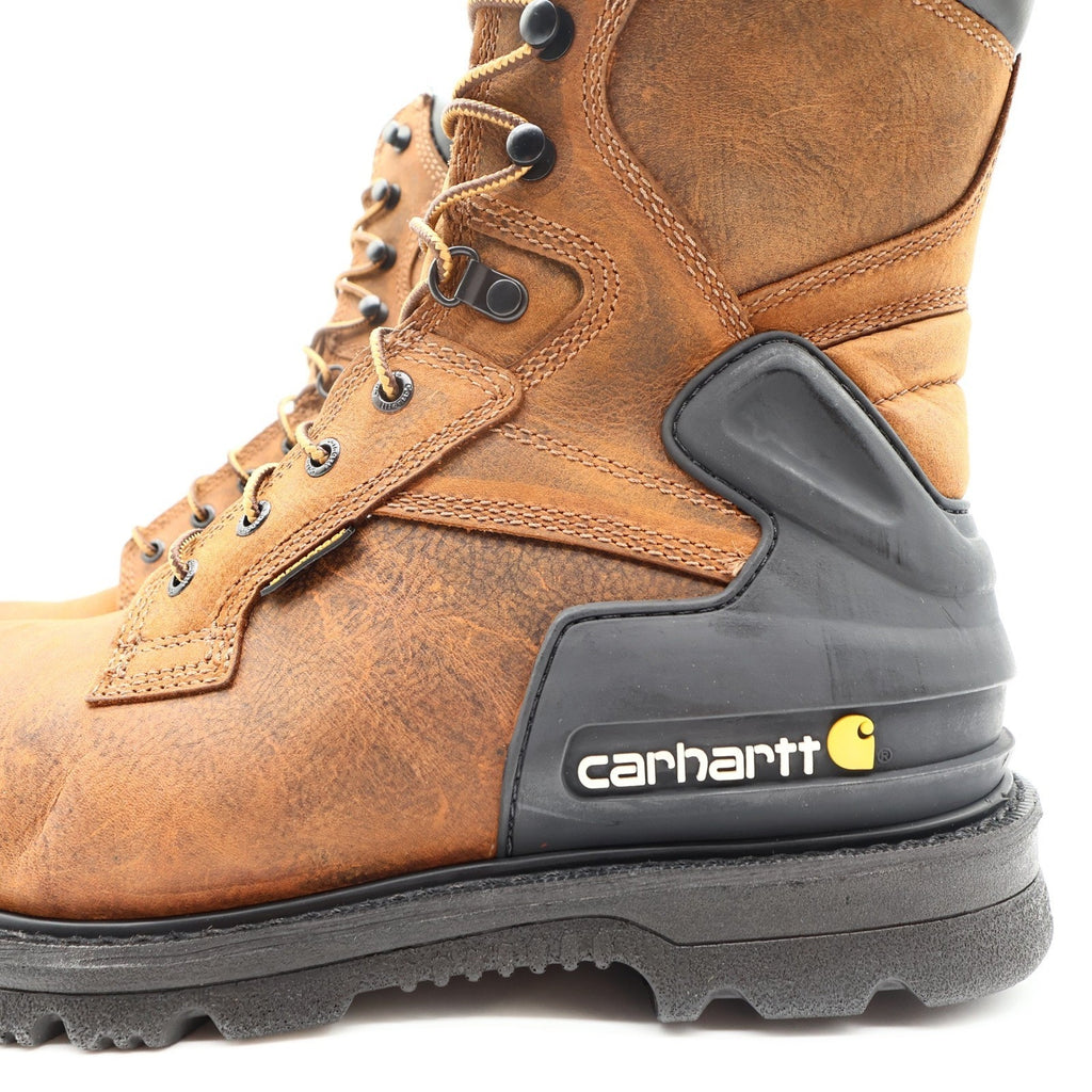 Carhartt Work Boots Mens 10 W Brown Leather Waterproof 8" Lace Up CMW8100 NIB