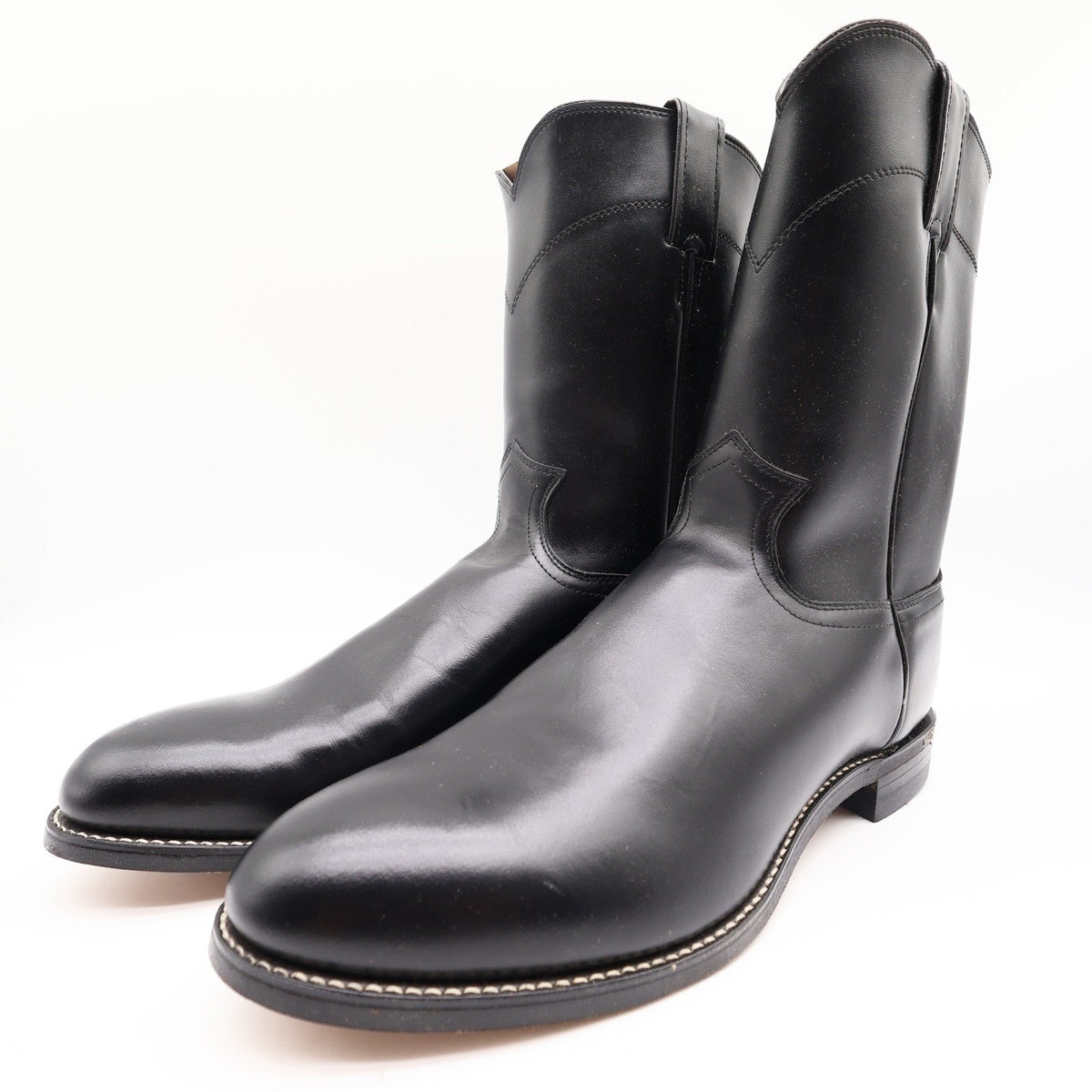 Justin Vintage Roper Boots Mens 11 D Black Leather Deadstock 3702M