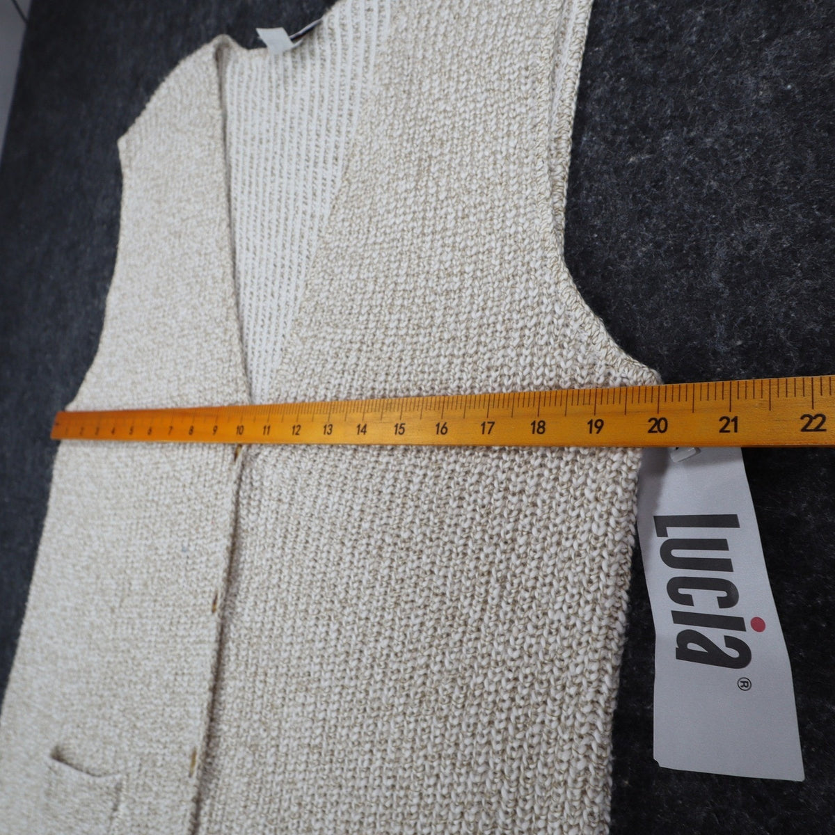 Lucia Sweater Vest Womens Large Vintage 90s Cream Cotton Knit Button Front USA