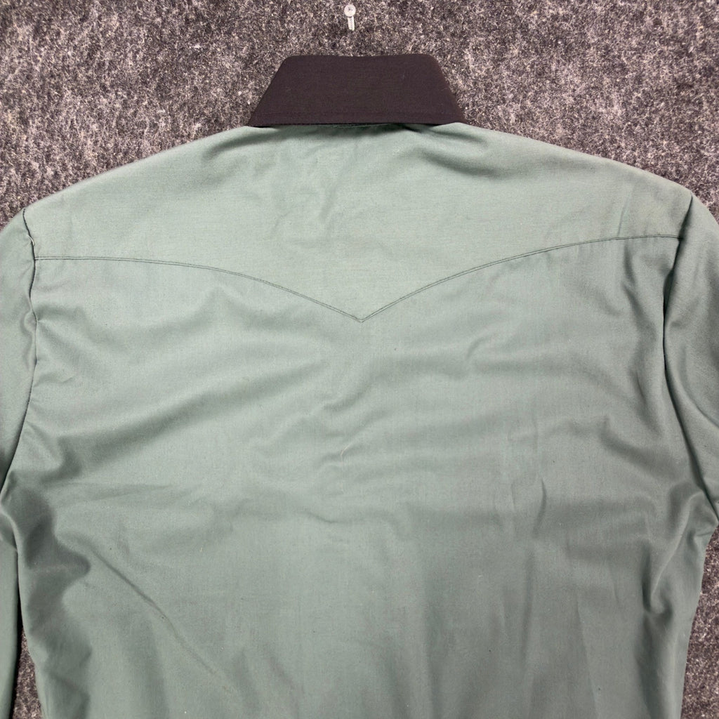 Caravan Vintage 90s Western Shirt Mens M Green Southwestern Cotton
