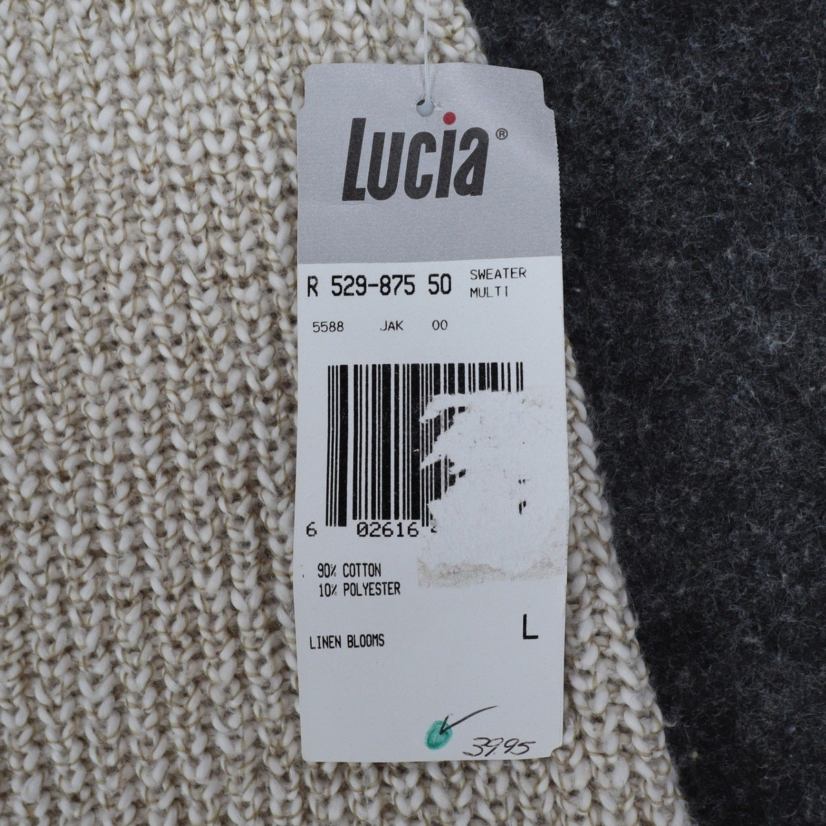 Lucia Sweater Vest Womens Large Vintage 90s Cream Cotton Knit Button Front USA