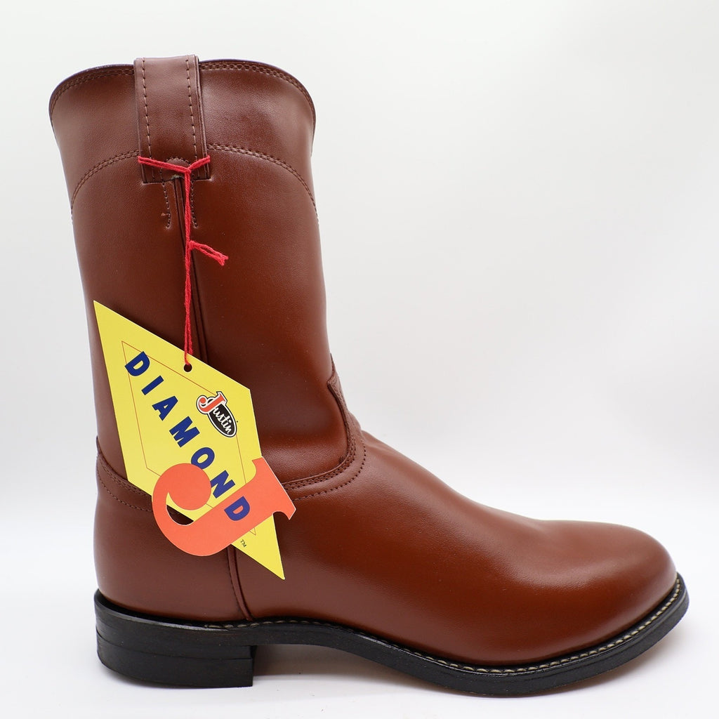 Vintage Justin Diamond J 3802M Tan Brown Leather Roper Boots Men's 11E NWT Deadstock